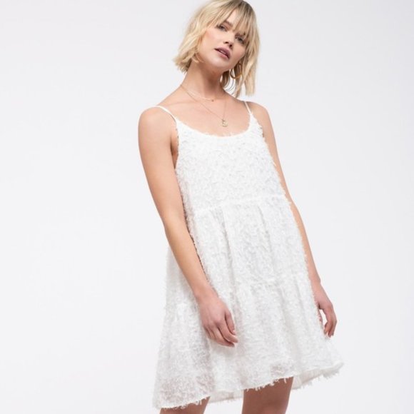 Boutique Dresses & Skirts - ⚡FINAL SALE! White Eyelash Fringe Tiered Babydoll Dress